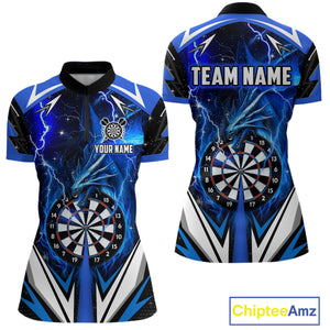 Blue Darts Jerseys Custom Thunder Lightning Dragon Dart Shirt Team Polo & Quarter Zip For Women TDM4314