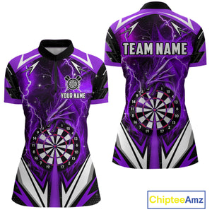 Purple Darts Jerseys Custom Thunder Lightning Dragon Dart Shirt Team Polo & Quarter Zip For Women TDM4316