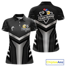 Load image into Gallery viewer, Personalized Billiard 8 Ball &amp; 9 Ball Pool Polo, 1/4 Zip For Women Custom Team Billiard Jersey|White TDM4153