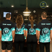 Load image into Gallery viewer, Turquoise Icy Light 8 Ball Pool Billiard Polo &amp; 1/4 Zip For Women Custom Billiard Team Jerseys  TDM5689