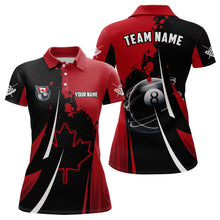 Load image into Gallery viewer, Personalized Canada Leaf 8 Ball Pool Billiard Shirts For Women, Patriotic Canadian Billiard Jerseys TDM2192