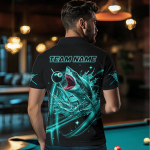 Turquoise 8 Ball Pool Billiard Shark Polo & Quarter Zip For Men Custom Team League Billiard Jersey TDM3408
