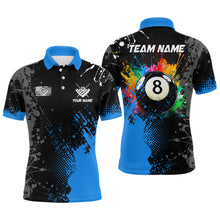 Load image into Gallery viewer, Personalized Paint Colorful 8 Ball Pool Billiard Shirts For Men Custom Blue Grunge Billiard Jerseys TDM2195