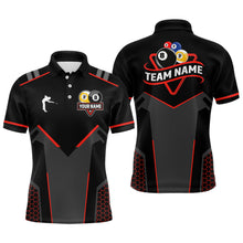 Load image into Gallery viewer, Personalized Billiard 8 Ball &amp; 9 Ball Pool Polo, 1/4 Zip For Men Custom Team Billiard Jerseys |Red TDM3547