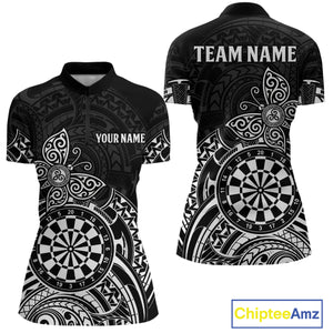 Custom White Black Tribal Dartboard Butterfly Darts Shirts For Women, Darts Team Jerseys Outfit TDM3988
