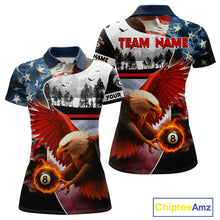 Load image into Gallery viewer, Custom American Flag Eagle 8 Ball Pool Vintage Billiard Shirts For Women, Patriotic Billiard Jerseys TDM3990