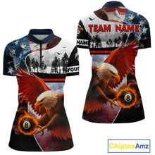 Load image into Gallery viewer, Custom American Flag Eagle 8 Ball Pool Vintage Billiard Shirts For Women, Patriotic Billiard Jerseys TDM3990