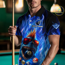 Load image into Gallery viewer, Personalized Blue Funny Shark Flame Men's Billiards Shirts Custom 8 Ball Billiard Team Jersey TDM5214