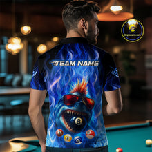 Load image into Gallery viewer, Personalized Blue Funny Shark Flame Men's Billiards Shirts Custom 8 Ball Billiard Team Jersey TDM5214