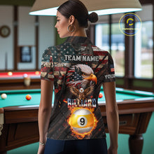Load image into Gallery viewer, American Flag 9 Ball Fire Custom Eagle Billiard Shirt For Women, Patriotic Pool Jersey Polo, 1/4 Zip TDM5931