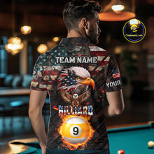 Load image into Gallery viewer, American Flag 8 Ball &amp; 9 Ball Fire Custom Eagle Billiard Shirt For Men, Patriotic Pool Team Jersey TDM5932