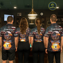 Load image into Gallery viewer, American Flag 8 Ball &amp; 9 Ball Fire Custom Eagle Billiard Shirt For Men, Patriotic Pool Team Jersey TDM5932