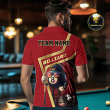 Load image into Gallery viewer, Red Funny 8 Ball Pool Billiard Shirt For Men Custom Gold Billiard Team Jersey Polo &amp; 1/4 Zip TDM6354