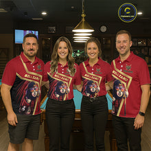Load image into Gallery viewer, Red Funny 8 Ball Pool Billiard Shirt For Men Custom Gold Billiard Team Jersey Polo &amp; 1/4 Zip TDM6354