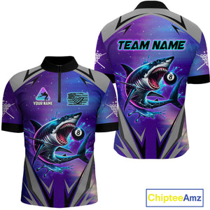 Personalized Shark 8 Ball Pool Billiard Shirt For Men Custom Purple Blue Billiard Team Jersey TDM4367