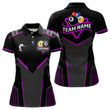 Load image into Gallery viewer, Personalized Billiard 8 Ball &amp; 9 Ball Pool Polo, 1/4 Zip For Women Custom Team Billiard Jersey|Purple TDM3582