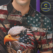 Load image into Gallery viewer, Vintage American Flag Bowling Shirt For Men Custom Eagle Bowling Team Jersey Polo &amp; 1/4 Zip TDM6107