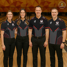 Load image into Gallery viewer, Personalized Bowling Jersey For Women Custom Black And Red Bowling Team Shirt Polo &amp; 1/4 Zip TDM6116