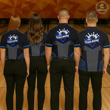 Load image into Gallery viewer, Personalized Bowling Jersey For Women Custom Black And Blue Bowling Team Shirt Polo &amp; 1/4 Zip TDM6117