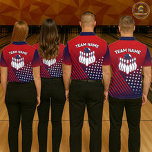 Load image into Gallery viewer, American Flag Bowling Jersey For Women, Custom Patriotic Bowling League Team Shirts Polo &amp; 1/4 Zip TDM6544