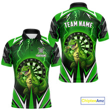 Load image into Gallery viewer, Green Funny Sauropod Darts Shirt For Men Custom Lightning Darts Team Jersey Polo &amp; 1/4 Zip TDM5967