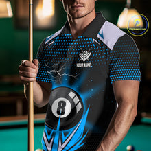 Load image into Gallery viewer, Blue 8 Ball Pool Billiard Jersey For Men Custom Lightning Billiard Team Shirt Polo &amp; Quarter Zip TDM6135