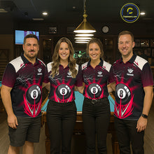 Load image into Gallery viewer, Red 8 Ball Pool Billiard Jersey For Women Custom Lightning Billiard Team Shirt Polo &amp; Quarter Zip TDM6136