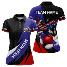 Load image into Gallery viewer, American Flag Eagle Bowling Polo, Quarter zip shirts For Women Custom Patriotic Team Bowling Jerseys NQS8977