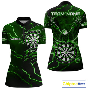 Personalized Thunder Lightning Eagle Green Darts Shirt Polo & Quarter Zip For Women Dart Team Jersey TDM4834
