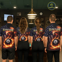 Load image into Gallery viewer, American Flag Flame 8 Ball Eagle Billiard Shirt For Men Custom Pool Team Shirt, Billiard Jersey TDM5787