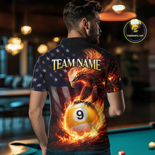 Load image into Gallery viewer, American Flag Flame 8 Ball &amp; 9 Ball Eagle Billiard Shirt For Men Custom Patriotic Pool Team Jersey TDM5789