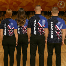 Load image into Gallery viewer, Custom American Flag Skull Bowling Jersey For Women, Patriotic Bowling Team Shirt Polo &amp; 1/4 Zip TDM6389