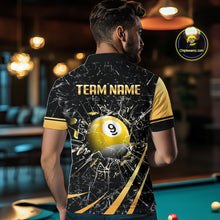 Load image into Gallery viewer, Black And Gold 8 Ball &amp; 9 Ball Glass Break Billiard Shirt For Men Custom Pool Team Jersey Outfit TDM6151