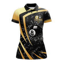 Load image into Gallery viewer, Black And Gold 8 Ball &amp; 9 Ball Glass Break Billiard Shirt For Women Custom Pool Team Jersey Outfit TDM6151