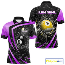 Load image into Gallery viewer, Black And Purple 8 Ball &amp; 9 Ball Glass Break Billiard Shirt For Men Custom Pool Team Jersey Outfit TDM6152