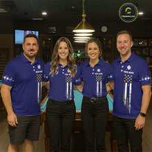 Load image into Gallery viewer, Customized Navy Blue American Flag Billiard Shirt For Women, 9 Ball Pool Team Jersey Polo &amp; 1/4 Zip TDM6587