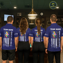 Load image into Gallery viewer, Customized Navy Blue American Flag Billiard Shirt For Women, 9 Ball Pool Team Jersey Polo &amp; 1/4 Zip TDM6587