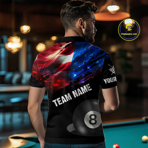 Personalized Glowing American Flag Billiard Shirt For Men Custom Patriotic 8 Ball Pool Team Jersey TDM4264