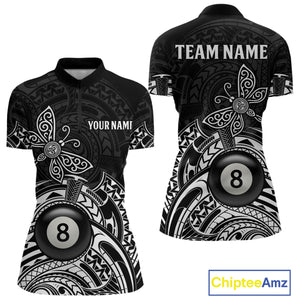Custom White Black Tribal Dragonfly Billiard Shirts For Women | 8 Ball Pool Team Jerseys TDM4689