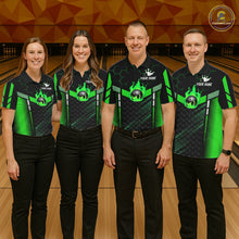 Load image into Gallery viewer, Black And Green Bowling Jersey For Men Custom Flame Bowling Shirt Team Polo &amp; Quarter Zip TDM5825