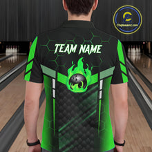 Load image into Gallery viewer, Black And Green Bowling Jersey For Men Custom Flame Bowling Shirt Team Polo &amp; Quarter Zip TDM5825