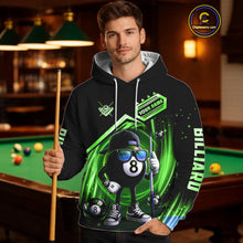 Load image into Gallery viewer, Green Funny 8 Ball Pool Billiard Hoodie For Men And Women Custom 8 Ball Hoodie Team Jersey TDM5833