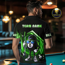 Load image into Gallery viewer, Green Funny 8 Ball Billiard Shirt For Men Custom Pool Team Shirt, Billiard Jersey Polo &amp; 1/4 Zip TDM5833