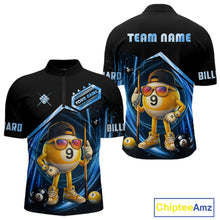 Load image into Gallery viewer, Blue Funny 9 Ball Billiard Shirt For Men Custom Pool Team Shirt, Billiard Jersey Polo &amp; 1/4 Zip TDM5834