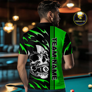 Personalized Green 8 Ball Skull Billiard Shirt For Men Custom Pool Team Jersey, Billiard Outfit TDM4461