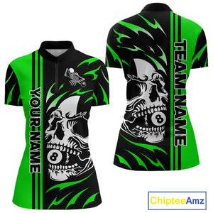Personalized Green 8 Ball Skull Billiard Shirt For Women Custom Pool Team Jersey, Billiard Outfit TDM4461