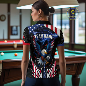 American Flag Eagle 8 Ball Pool Lightning Billiard Shirt For Women Custom Patriotic Billiard Jersey TDM4704