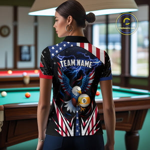 American Flag Eagle 9 Ball Pool Lightning Billiard Shirt For Women Custom Patriotic Billiard Jersey TDM4705
