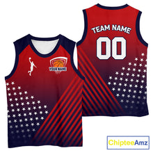 Load image into Gallery viewer, Personalized American Flag Basketball Jersey Custom Name And Number Patriotic Basketball Shirt|Red TDM5628