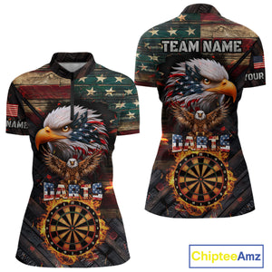 American Flag 3D Dartboard Fire Flame Custom Eagle Darts Shirt For Women, Patriotic Dart Team Jersey TDM4717